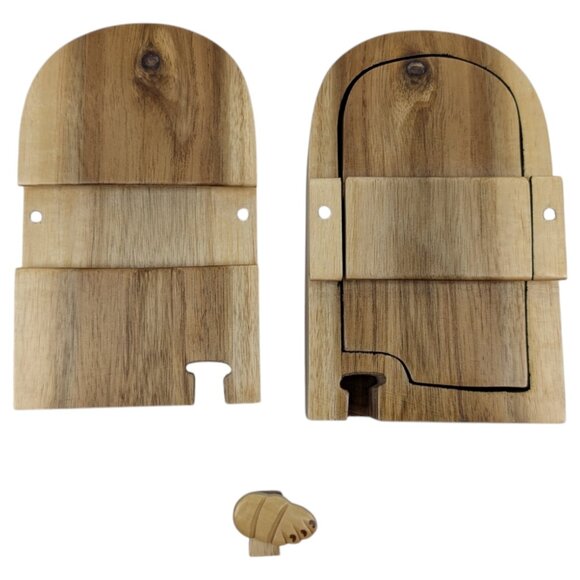 Carver Dans Wood Bulldog Puzzle Trinket Box Brown Hand Carved Hidden Stash Box - Picture 9 of 14